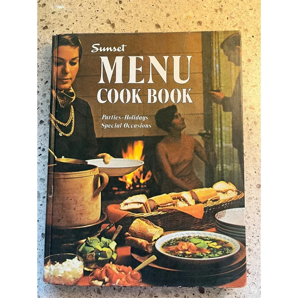 Vintage 1969 Sunset Menu Cook Book Hardcover Retro Recipes Parties Holidays